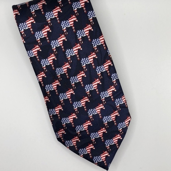 Steven Harris Navy Blue Tie with Democratic Donkey American Flag Logo NWOT - Picture 4 of 7
